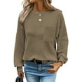 thumbnail image 1 of TEMOFON Sweatshirts for Women Crewneck Casual Long Sleeve Shirts Tunic Tops Waffle Knit Womens Clothes with Pocket Fall Business Tops, 1 of 10
