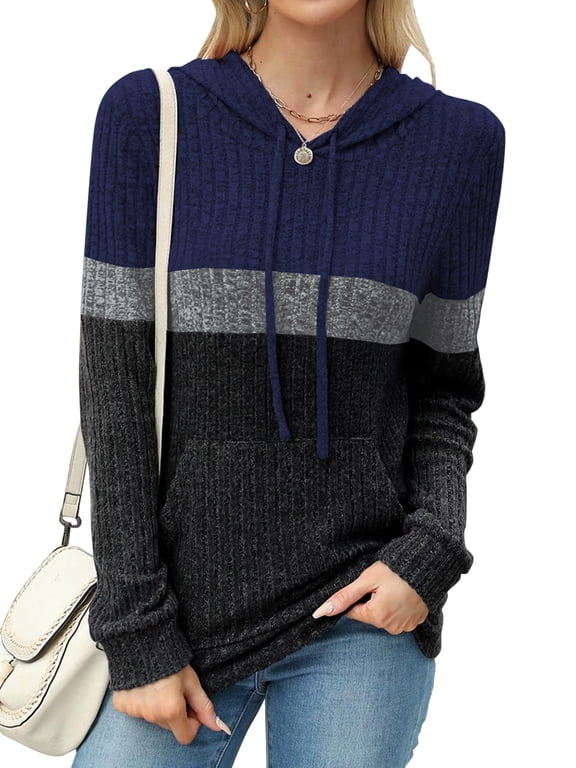 Hoodies for Women Long Sleeve Pullover Sweatshirts Casual Fall Tunic Tops with Pocket Drawstring Hooded Tops