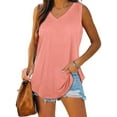 thumbnail image 1 of TEMOFON V Neck Tank Tops for Women Summer Sleeveless Shirts Casual Tank Basic Loose Fit Flowy Tunic Tops Solid Color Cute Pink Size M, 1 of 4
