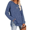 thumbnail image 1 of TEMOFON Tops for Women Fall Long Sleeve Sweatshirt Trendy Side Split Sweatshirts Casual Round Neck Loose Tunic Blouse for Lady Tops, 1 of 5