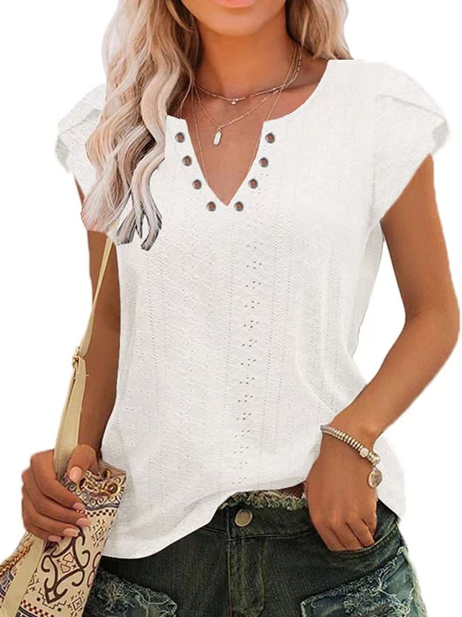 Yuson Girl Womens Blouse Summer Chiffon Blouses Tops V Neck Short