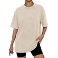 thumbnail image 1 of TEMOFON Vintage Washed Tops for Women Cotton Short Sleeve Tshirts Summer Knit Soft Apricot Tunic Tees 2XL, 1 of 9