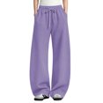 thumbnail image 1 of TEMOFON Wide Leg Sweatpants Women Barrel Travel Pants with Pockets Drawstring Workout Pants, 1 of 1