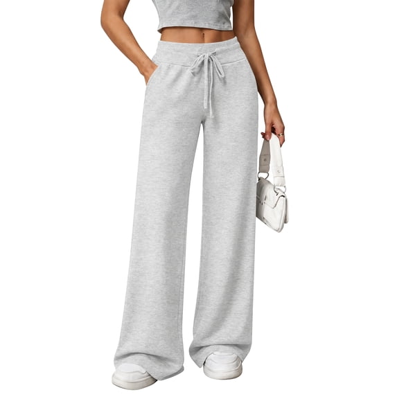 TEMOFON Wide Leg Sweatpants Womens Pants Baggy Lounge Casual Pants Drawstring Sweat Pants with Pockets