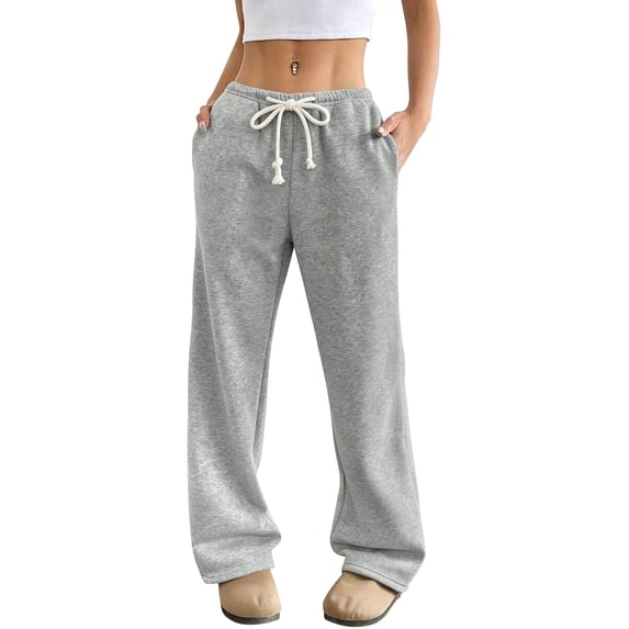 TEMOFON Wide Leg Sweatpants for Women Casual High Waisted Baggy Drawstring Workout Pants with Pockets Fashion Joggers Athletic Pants