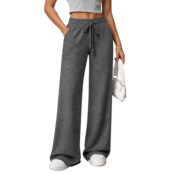 TEMOFON Wide Leg Sweatpants for Women Casual High Waisted Baggy Sweatpants Drawstring Workout Pants with Pockets
