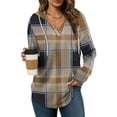 thumbnail image 1 of TEMOFON Women 2025 Hoodies Long Sleeve Drawstring Plaid V Neck Hooded Pullover Hoodies Casual Loose Tunic Tops, 1 of 7
