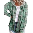 thumbnail image 1 of TEMOFON Women Coats Fashion Plaid Shirts Casual Long Sleeves Blouses Button Down Tops Trendy Loose Fit Hoodies for Women with Pocket Size L, 1 of 3