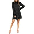 thumbnail image 1 of TEMOFON Women Dresses Long Sleeves Short Mini Dress Crew Neck Casual Swiss Dot Loose Fit Dress Black, 1 of 6