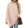 thumbnail image 1 of TEMOFON Long Sleeve Tops for Women Casual Turtleneck Pullover Fall Comfy Soft Sweaters Loose Tunic Knit T Shirts for Women with Pocket, 1 of 8