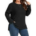 thumbnail image 1 of TEMOFON Plus Size for Womens Fall Long Sleeve Shirts for Women Knit Crew Neck Long Sleeve Sweaters Casual Tunic Ribbed Side Split Pullover Tops, 1 of 4