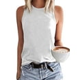thumbnail image 1 of TEMOFON Women Summer Tank Round Neck Sleeveless Shirts Casual Loose Fit Tshirts Trendy Going Out Tank Tops Solid Color White Size XL, 1 of 5
