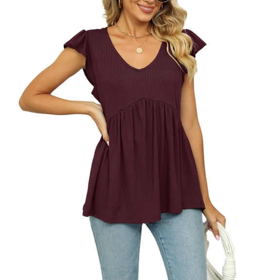 TEMOFON Women Summer Tank V Neck Sleeveless Shirts Casual Loose Fit Tshirts Trendy