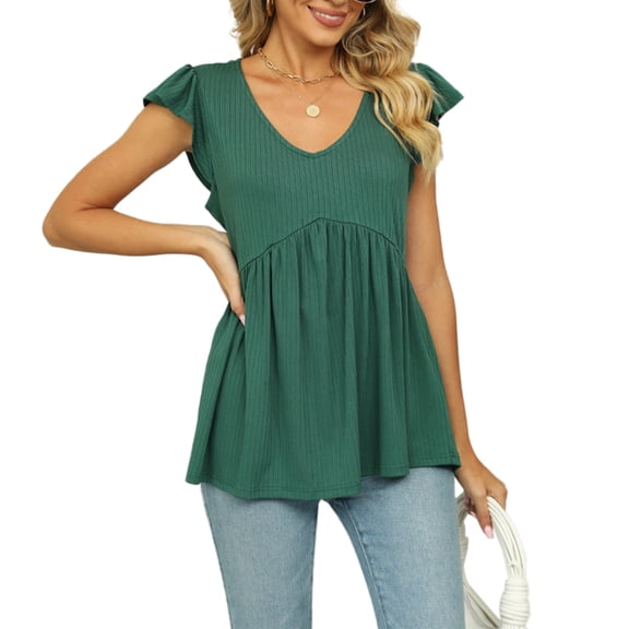 TEMOFON Women Summer Tank V Neck Sleeveless Shirts Casual Loose Fit Tshirts Trendy