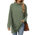thumbnail image 1 of TEMOFON Womens Sweaters Long Sleeve Tunic T Shirts Casual Fall Turtleneck Tops Loose Knit Pullover for Women with Pocket, 1 of 8
