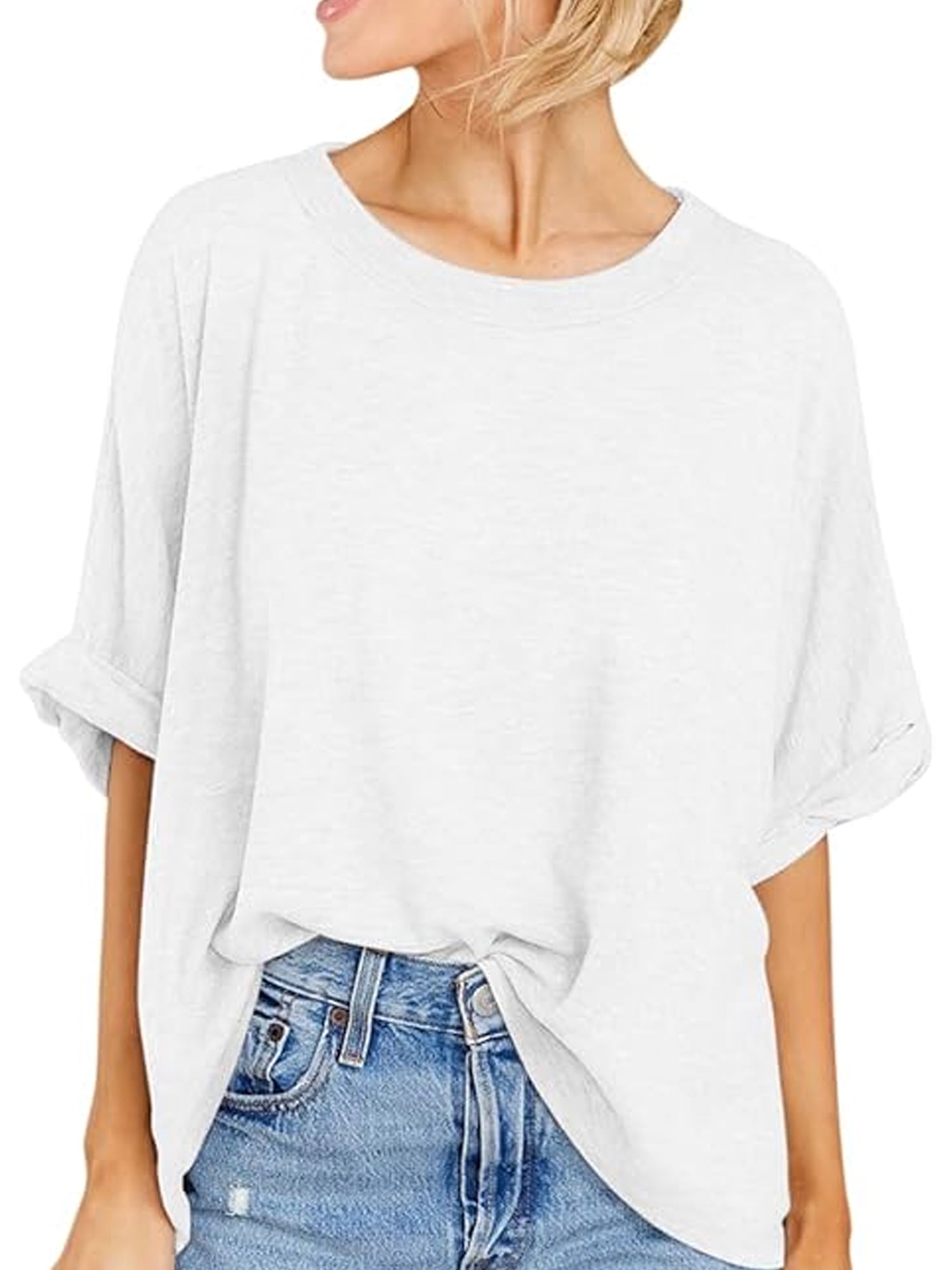 TEMOFON Women T-Shirt for Summer Loose Tee Casual Short Sleeve Tops ...