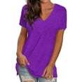 thumbnail image 1 of TEMOFON Women T-Shirts Summer V Neck Tops Short Sleeve Tunic Tops Comfy Tee Casual Loose Shirts, 1 of 6