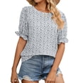 thumbnail image 1 of TEMOFON Women Tops Casual Summer Short Sleeves T Shirts Chic Stylish Blouse Leisure Dressy Hot Comfort Loose Shirt for Women Solid Color Black Tees, 1 of 6