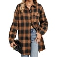 thumbnail image 1 of TEMOFON Women Tops Plus Size Flannel Long Sleeves Button Down Shirts Fashion Collared Plaid Loose Tops for Women with Pocket Size 2XL, 1 of 5