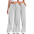 thumbnail image 1 of TEMOFON Women's 2-Pack Straight Leg Low rise Sweat Pants Wide Leg Sweatpants Drawstring Elastic Low Waist Pants with Pockets, 1 of 9