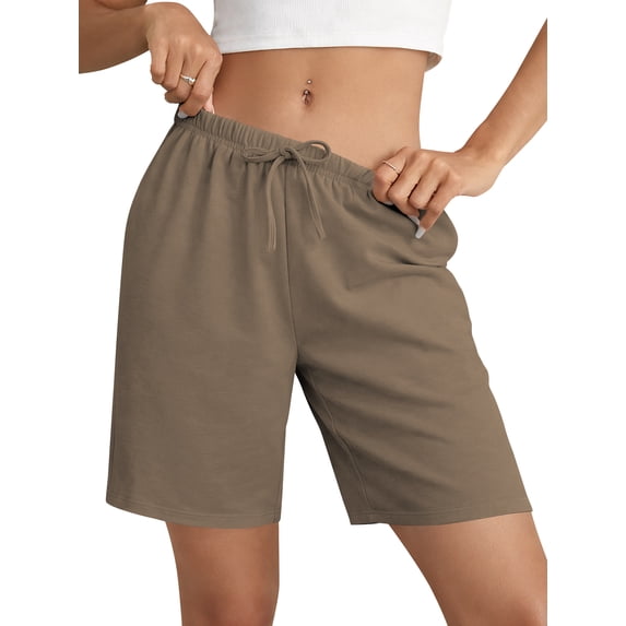 TEMOFON Women's Athletic Shorts Sweat Shorts for Women Drawstring Elastic Shorts with Pockets Casual Loose Shorts