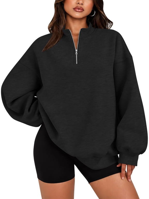 Women's Cozy Fleece Half Zip Sweatshirt Soft Long Sleeve Quarter Zip Mock Neck Pullover for Casual Workout and Lounge