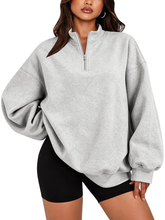 Women's Cozy Fleece Half Zip Sweatshirt Soft Long Sleeve Quarter Zip Mock Neck Pullover for Casual Workout and Lounge