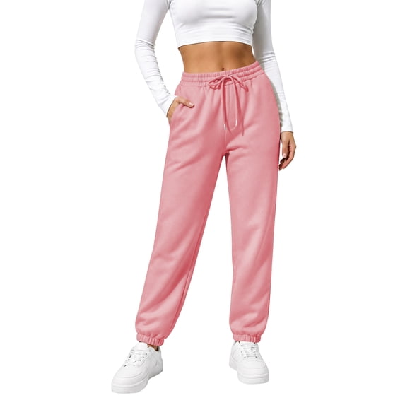 TEMOFON Women's High Waisted Cuffed Jogger Sweatpants Soft Lounge Pants with Pockets Adjustable Drawstring for Casual Workout Running