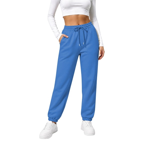 TEMOFON Fleece Sweatpants for Women Cuffed Jogger Soft Lounge Pants with Pockets Adjustable Drawstring for Casual Workout Running