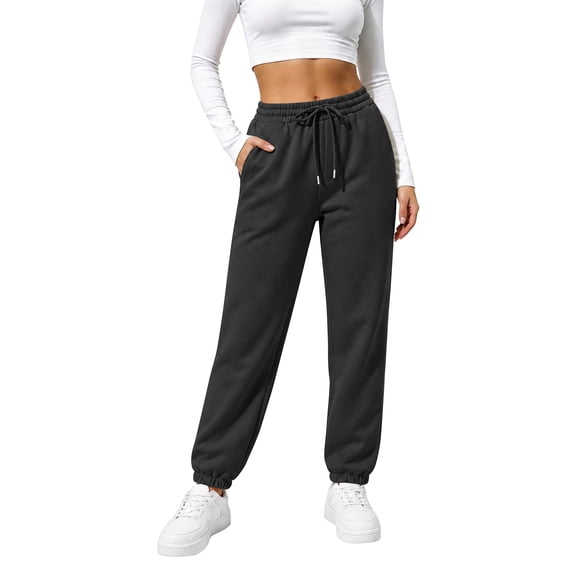 TEMOFON Women's Cuffed Jogger Fleece Sweatpants Soft Lounge Pants with Pockets Adjustable Drawstring for Casual Workout Running