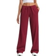 thumbnail image 1 of TEMOFON Women's Straight Leg Low rise Sweat Pants Wide Leg Sweatpants Drawstring Elastic Low Waist Pants with Pockets, 1 of 10
