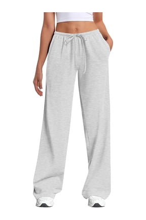 Women's Straight Leg Low rise Sweat Pants Wide Leg Sweatpants Drawstring Elastic Low Waist Pants with Pockets