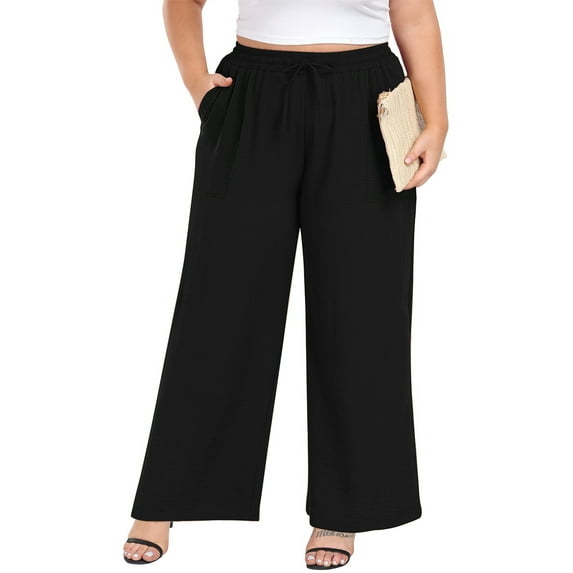 TEMOFON Women's Wide Leg Sweatpants Straight Leg Low rise Sweat Pants Drawstring Elastic Low Waist Pants with Pockets