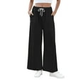 thumbnail image 1 of TEMOFON Womens Baggy Wide Leg Palazzo Pants Fall Casual Loose Drawstring Elastic Waisted Lounge Trousers with Pockets, 1 of 7