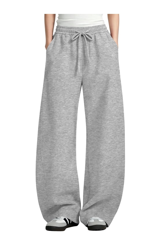 Womens Barrel Low rise Sweat Pants Wide Leg Sweatpants Drawstring Elastic Pants with Pockets Workout Pants