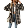 thumbnail image 1 of TEMOFON Women Plaid Tops Plus Size Fall Flannel Long Sleeve Shirts Casual Collared Button Down Tops for Women with Pocket Size 2XL, 1 of 5