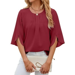 ZXSXSY Women's V Neck Double-Layer Ruffle Sleeve Solid Color
