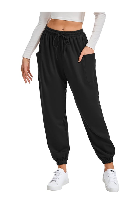 Women's Cargo Sweatpants with Pockets High Waisted Jogging Pants Drawstring Athletic Joggers Fall Trousers