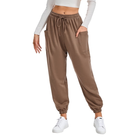 SWQZVT Women's Cargo Sweatpants with Pockets High Waisted Jogging Pants Drawstring Athletic Joggers Fall Trousers