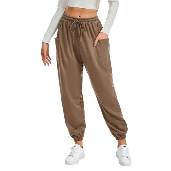 SWQZVT Women's Cargo Sweatpants with Pockets High Waisted Jogging Pants Drawstring Athletic Joggers Fall Trousers