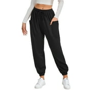SWQZVT Women's Cargo Sweatpants with Pockets High Waisted Jogging Pants Drawstring Athletic Joggers Fall Trousers