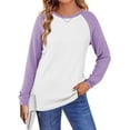 thumbnail image 1 of TEMOFON Womens Long Sleeve Shirts Casual Sweatshirts Fall Color Block Long Sleeve Cute Tops Crewneck Waffle Raglan Sweatshirt M, 1 of 6