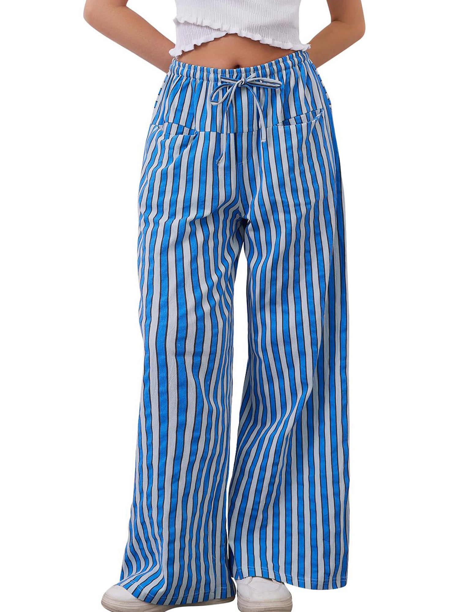 Striped Wide Leg Drawstring Pants main image 0