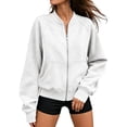 thumbnail image 1 of TEMOFON Jackets for Women Fleece Zip Up Jacket Womens Long Sleeve Mock Neck Jackets Warm Everyday Loose Fit Grey Sweatshirt L, 1 of 9