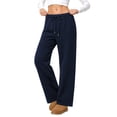 thumbnail image 1 of Temofon Fleece Lined Sweatpants for Women Casual Baggy Drawstring Sweatpants Cotton Elastic Dark Blue Lounge Pants S, 1 of 8