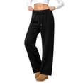 thumbnail image 1 of Temofon Fleece Lined Sweatpants for Women Cotton Wide Leg Soft Lounge Pants Black Comfy Womens Sweatpant with Pockets M, 1 of 8