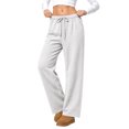 thumbnail image 1 of Temofon Fleece Lined Sweatpants for Women Wide Leg Casual Cotton Thick Lounge Pants Baggy Cozy Light Gray Sweatpants M, 1 of 8