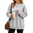 thumbnail image 1 of TEMOFON Sweatshirt for Women Fleece Lined Womens Sweatshirt Crewneck Long Sleeve Pullover Relaxed Fit Gray Everyday Casual Top M, 1 of 9