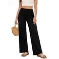 thumbnail image 1 of TEMOFON Womens High Waist Pants Casual Stretchy Wide Leg Palazzo Lounge Pants Comfy Loose Fit Dress Pants Black, 1 of 8
