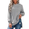 thumbnail image 1 of TEMOFON Womens Hoodie Long Sleeve Sweatshirts Casual Dressy Tops Winter Hooded with Kangaroo Pockets Lightgrey Pullover, 1 of 7